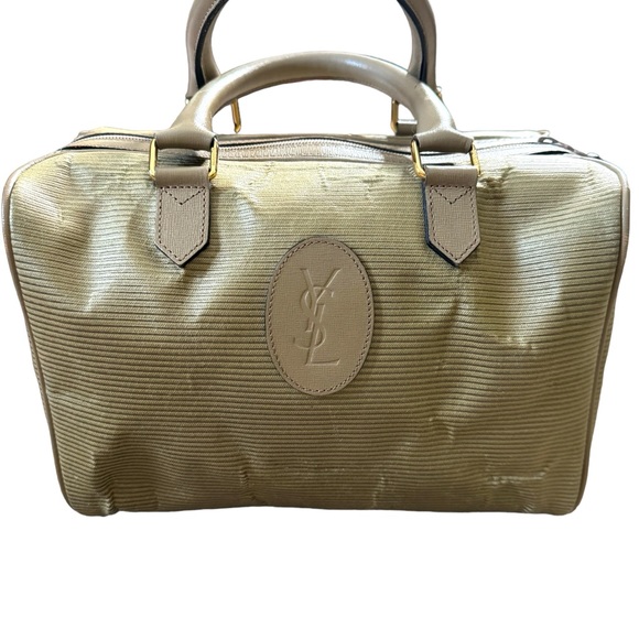 YSL Leather and Fabric Duffel Bag! Vintage Green/Taupe - Picture 11 of 16